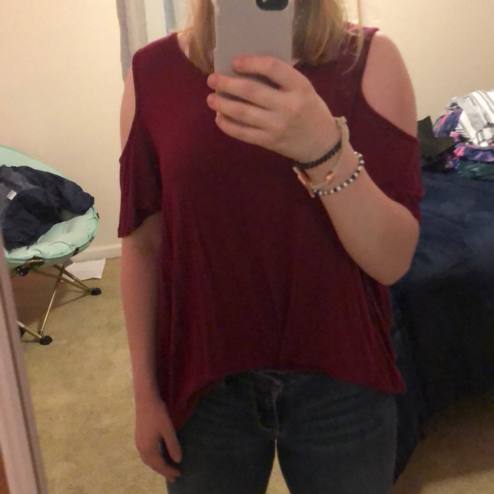 Maroon off the shoulder top